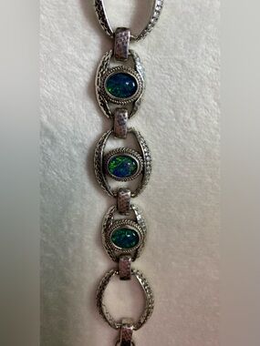 Sarda Sterling Silver Bracelet with Australian Opal Triplet